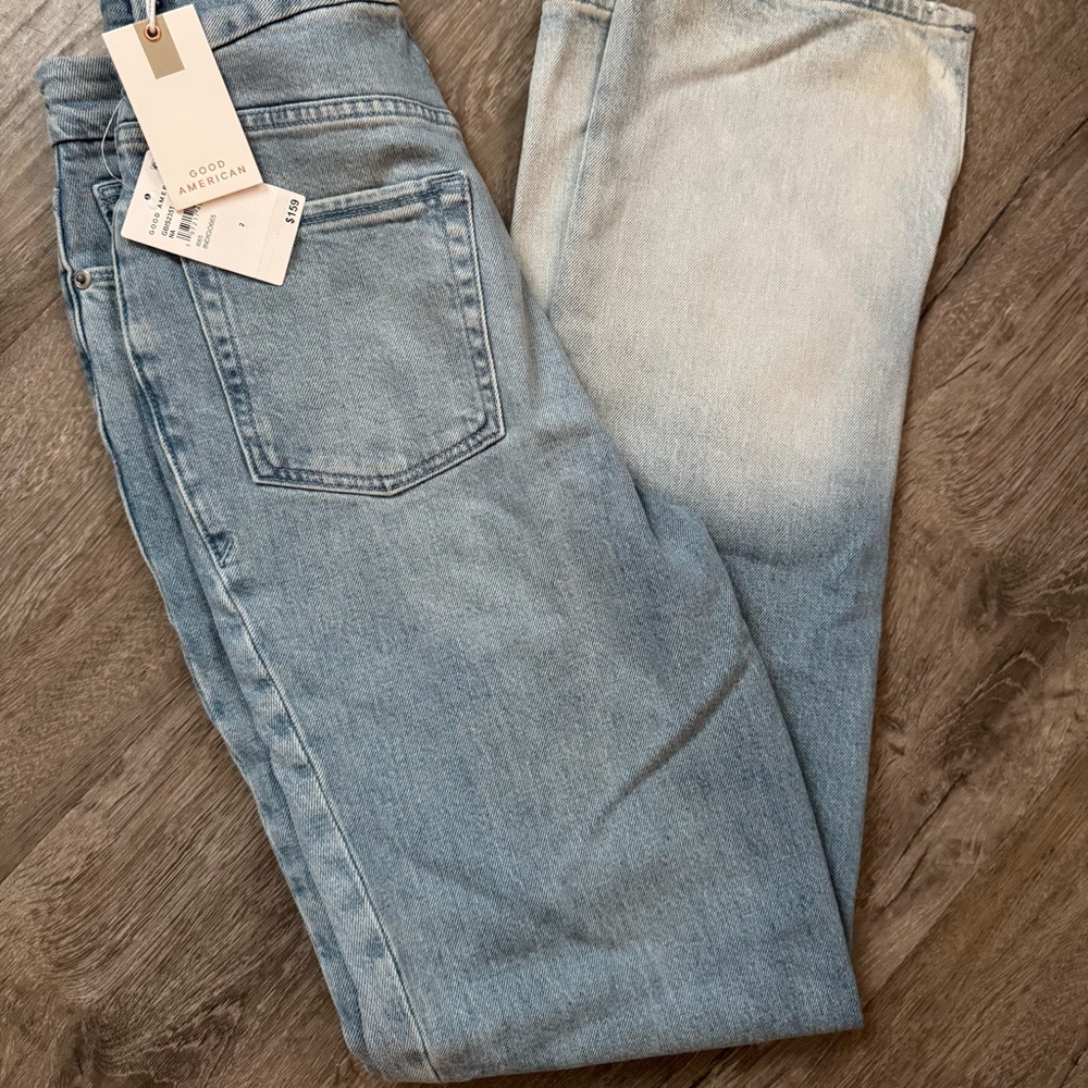Good American Good Boy Straight High Rise Jeans - Size 2